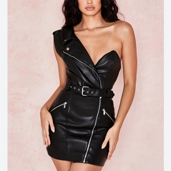 House of CB Vegan Leather Mini Dress